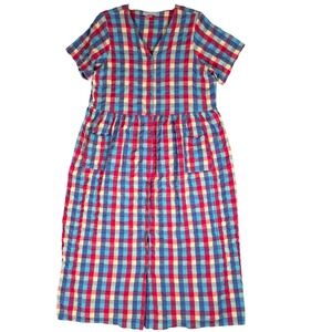 Only Necessities Prairie Maxi Dress Plus Size 18/20 Gingham Plaid Pearl Snap